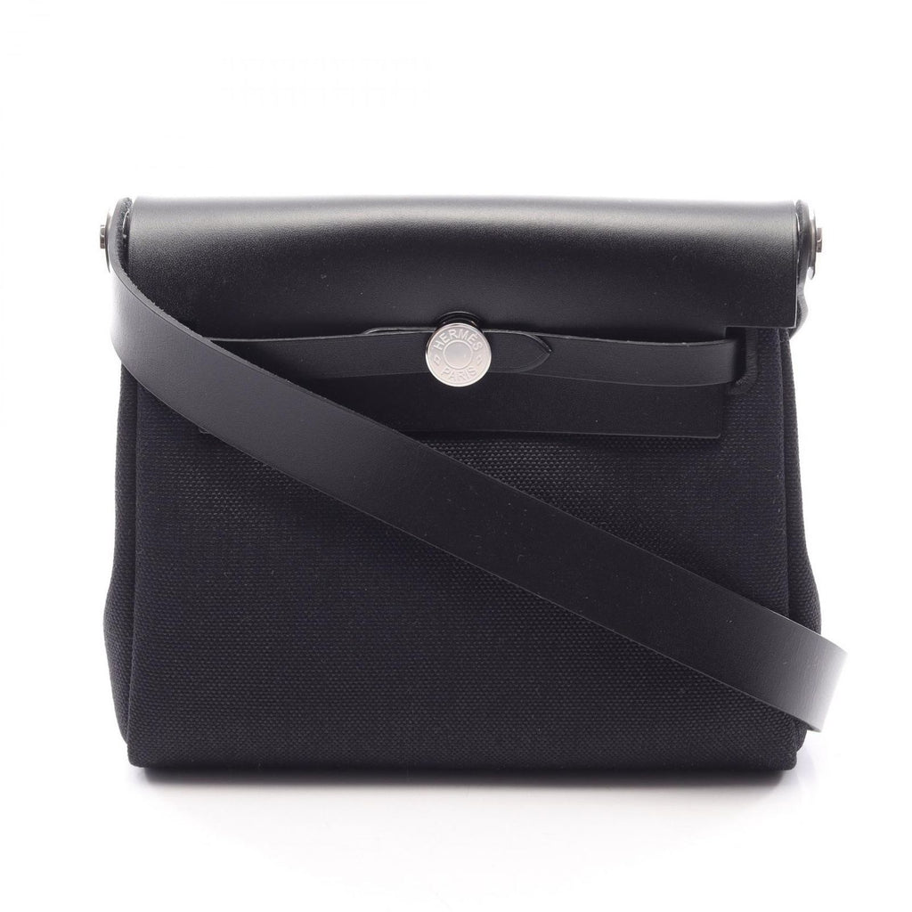 Hermes Shoulder Bag Herbag Zip Mini Black Canvas Leather