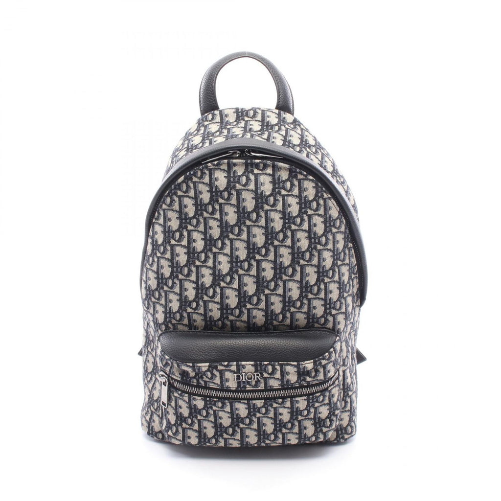 Dior Backpack Rider Auction Kids Navy Canvas Leather Small