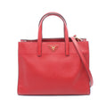 Prada Handbag Saffiano Soft 2-Way Red Leather Triangle Logo