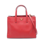 Prada Handbag Saffiano Soft 2-Way Red Leather Triangle Logo