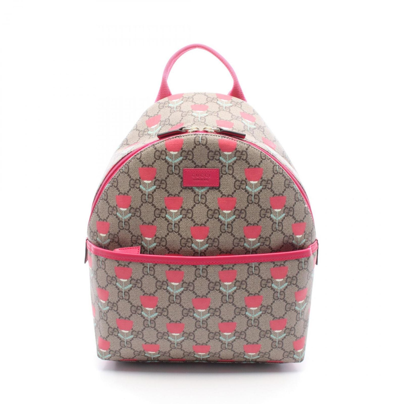 Gucci Backpack Children GG Supreme Kim Seung Yeon Flower Print Beige Magenta