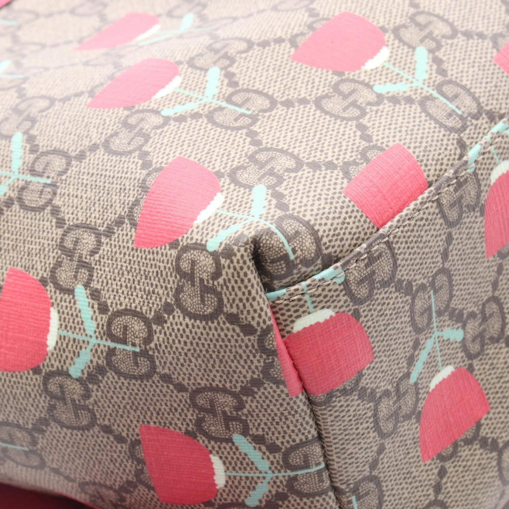 Gucci Backpack Children GG Supreme Kim Seung Yeon Flower Print Beige Magenta — view 6