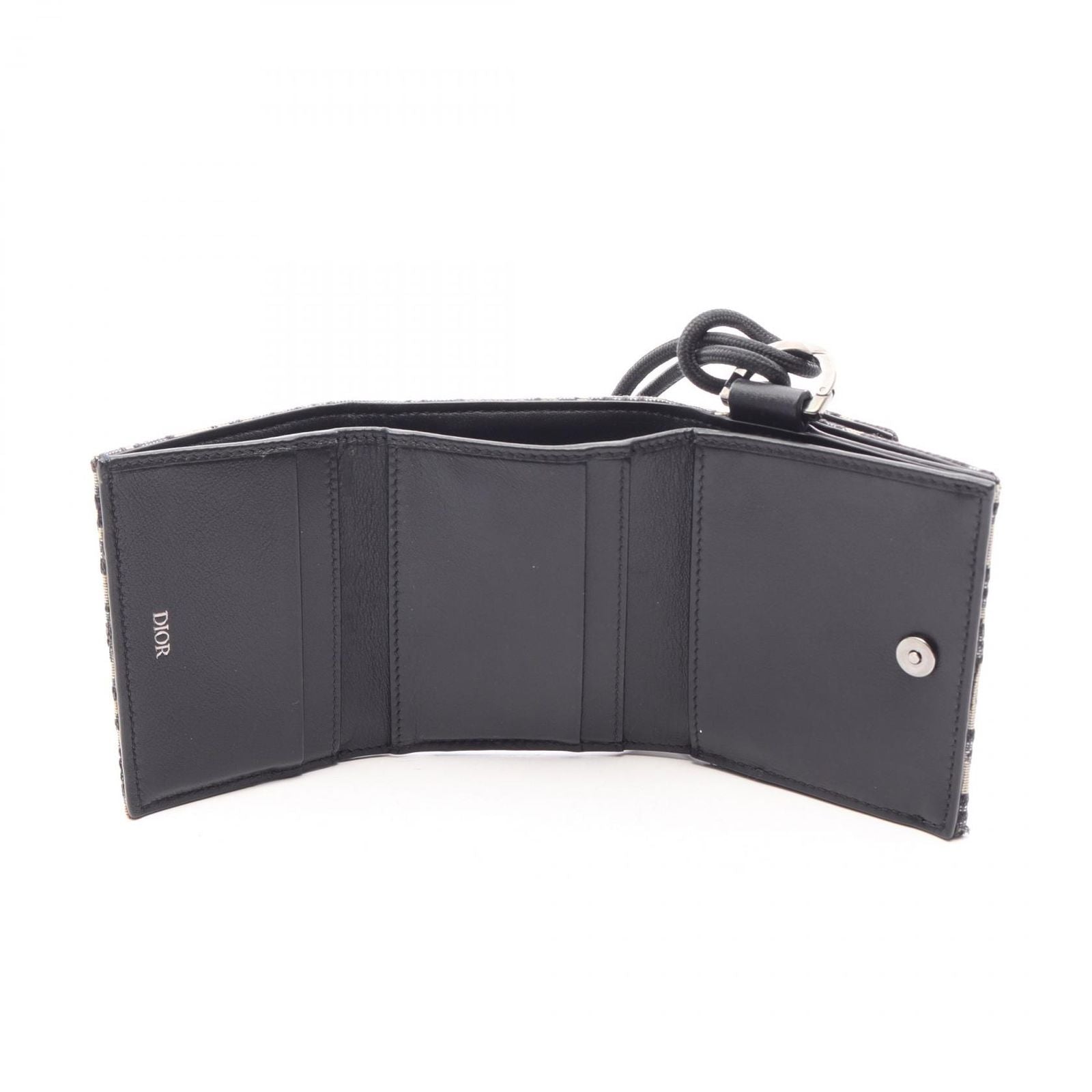 Dior Trifold Wallet Oblique Jacquard Navy Canvas — view 3