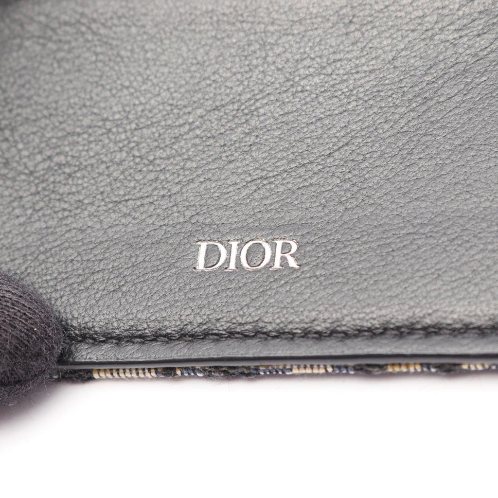 Dior Trifold Wallet Oblique Jacquard Navy Canvas — view 5