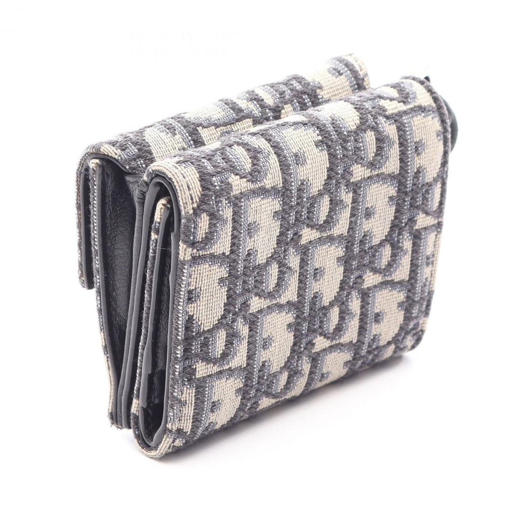 Dior Trifold Wallet Oblique Jacquard Navy Canvas — view 2