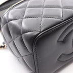 Chanel Shoulder Bag Quilted Vanity 2-Way Black Lambskin Chain — view 7