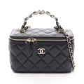 Chanel Shoulder Bag Quilted Vanity 2-Way Black Lambskin Chain