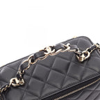 Chanel Shoulder Bag Quilted Vanity 2-Way Black Lambskin Chain — view 9