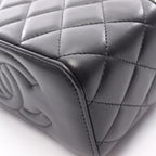 Chanel Shoulder Bag Quilted Vanity 2-Way Black Lambskin Chain — view 8