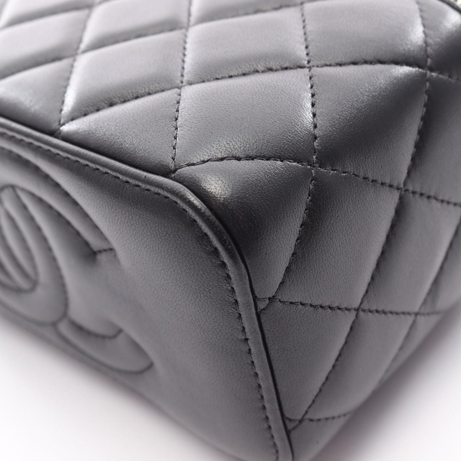 Chanel Shoulder Bag Quilted Vanity 2-Way Black Lambskin Chain — view 8