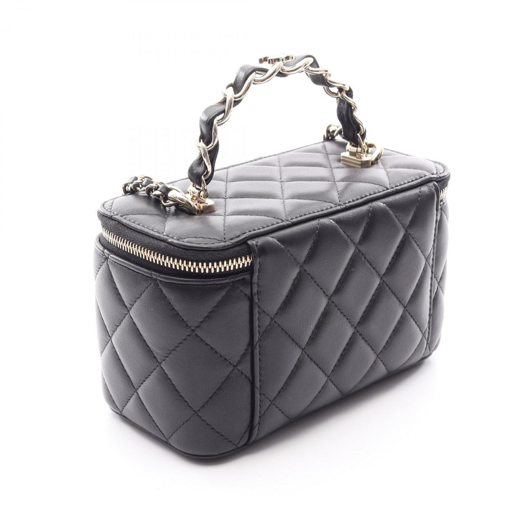 Chanel Shoulder Bag Quilted Vanity 2-Way Black Lambskin Chain — view 2