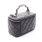 Chanel Shoulder Bag Quilted Vanity 2-Way Black Lambskin Chain — view 2