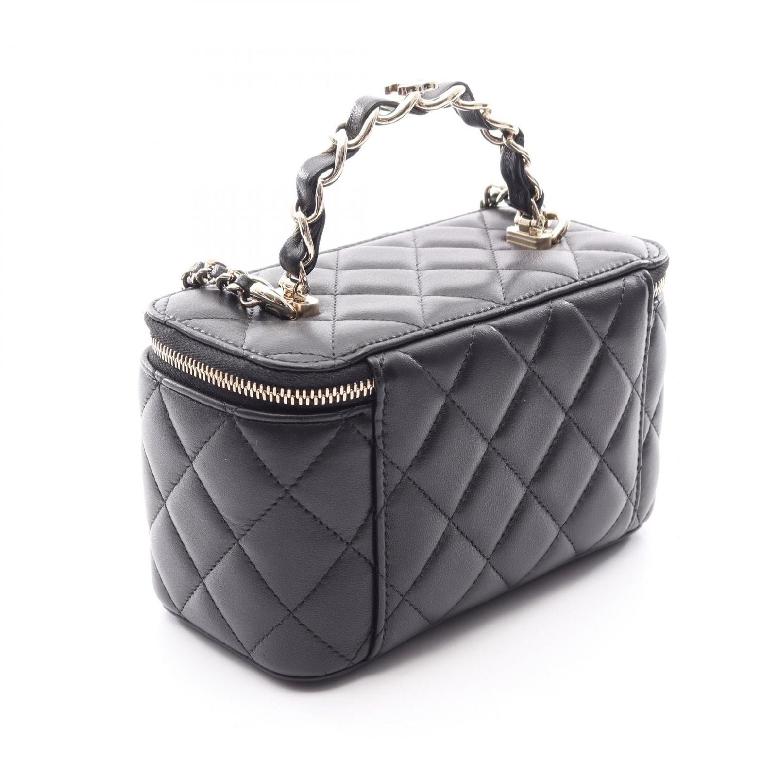 Chanel Shoulder Bag Quilted Vanity 2-Way Black Lambskin Chain — view 2