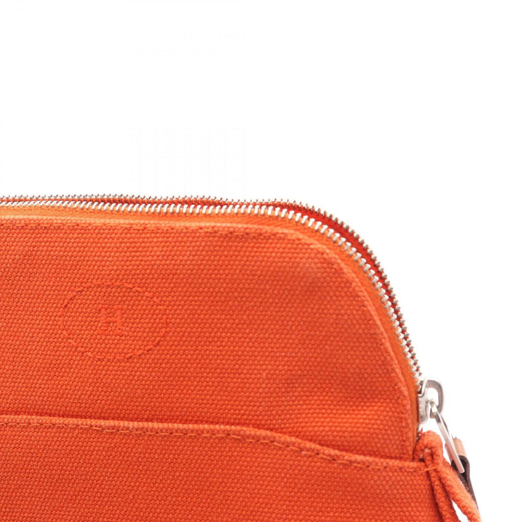 Hermes Pouch Bolide 15 Mini 02 Orange White Canvas Leather — view 5