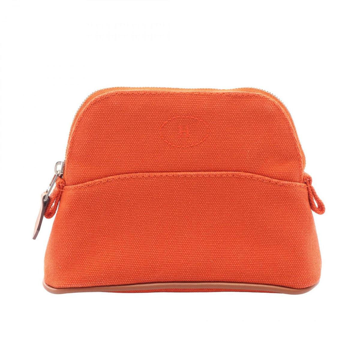 Hermes Pouch Bolide 15 Mini 02 Orange White Canvas Leather