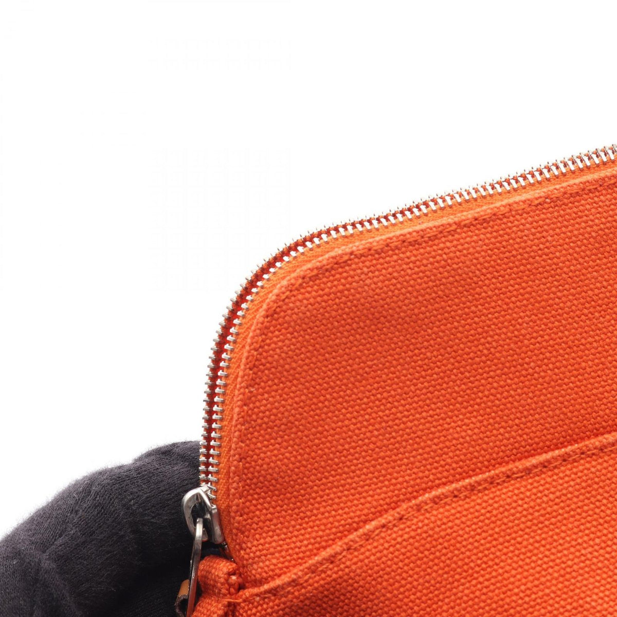 Hermes Pouch Bolide 15 Mini 02 Orange White Canvas Leather — view 6