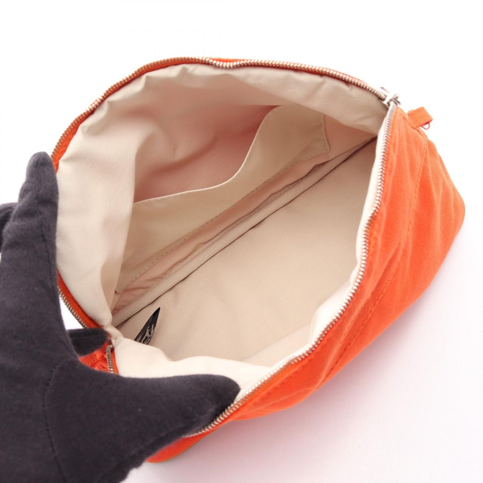 Hermes Pouch Bolide Orange Canvas Leather — view 3