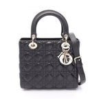 Dior Handbag Lady Dior Cannage 2-Way Black Leather Tote