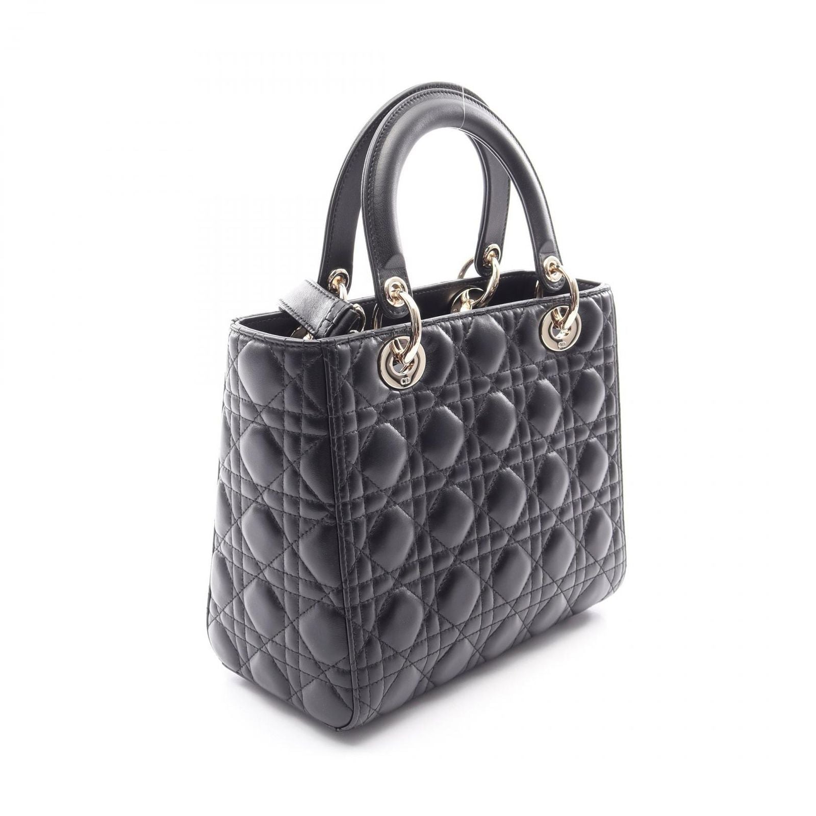 Dior Handbag Lady Dior Cannage 2-Way Black Leather Tote — view 2
