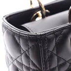Dior Handbag Lady Dior Cannage 2-Way Black Leather Tote — view 5
