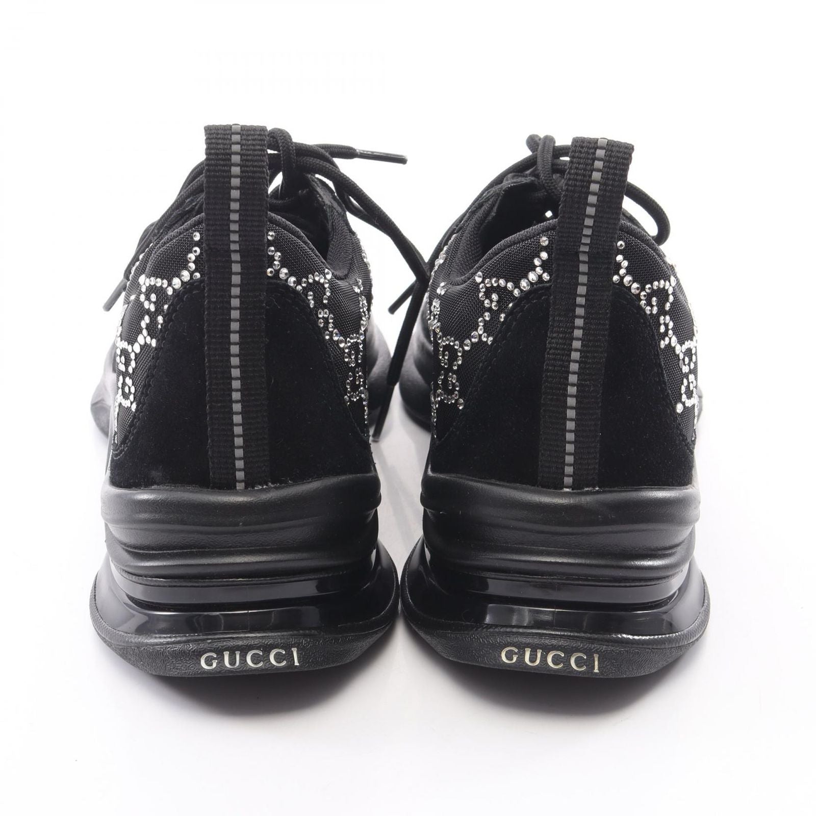Gucci Sneakers Run GG Pattern Rhinestone Suede — view 7