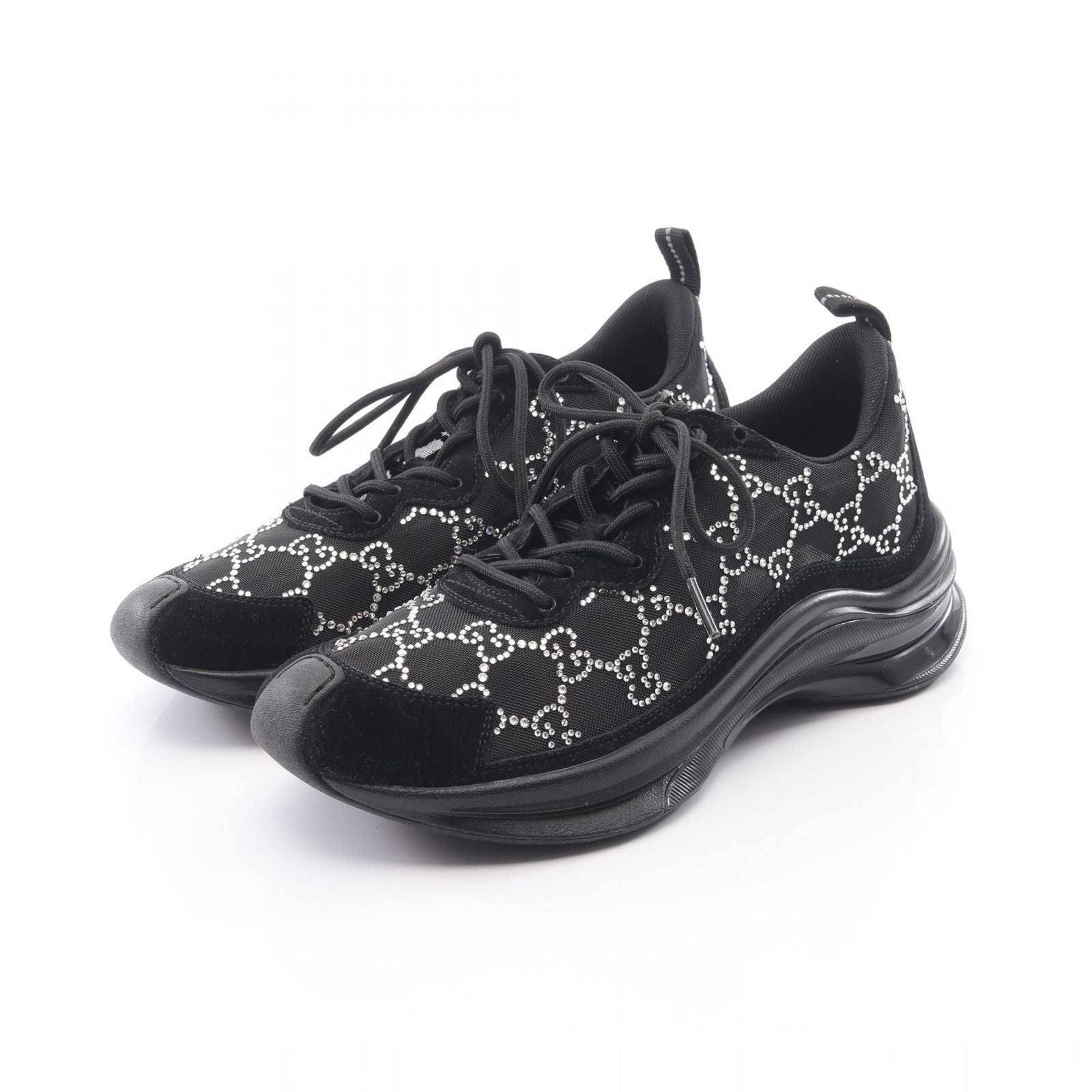 Gucci Sneakers Run GG Pattern Rhinestone Suede