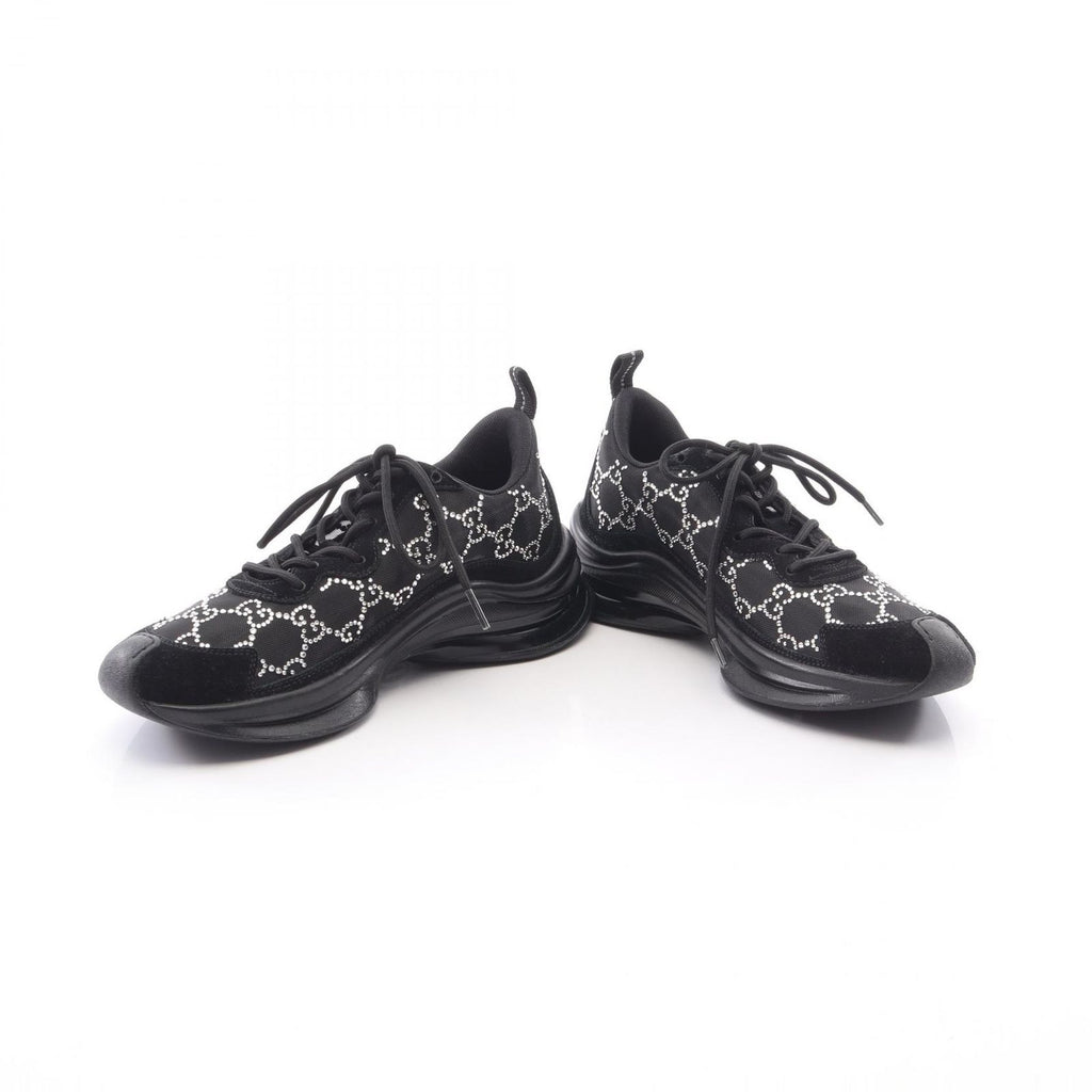 Gucci Sneakers Run GG Pattern Rhinestone Suede — view 3