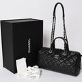 Chanel Chain Bag Base CC Logo Caviar Leather Black Silver