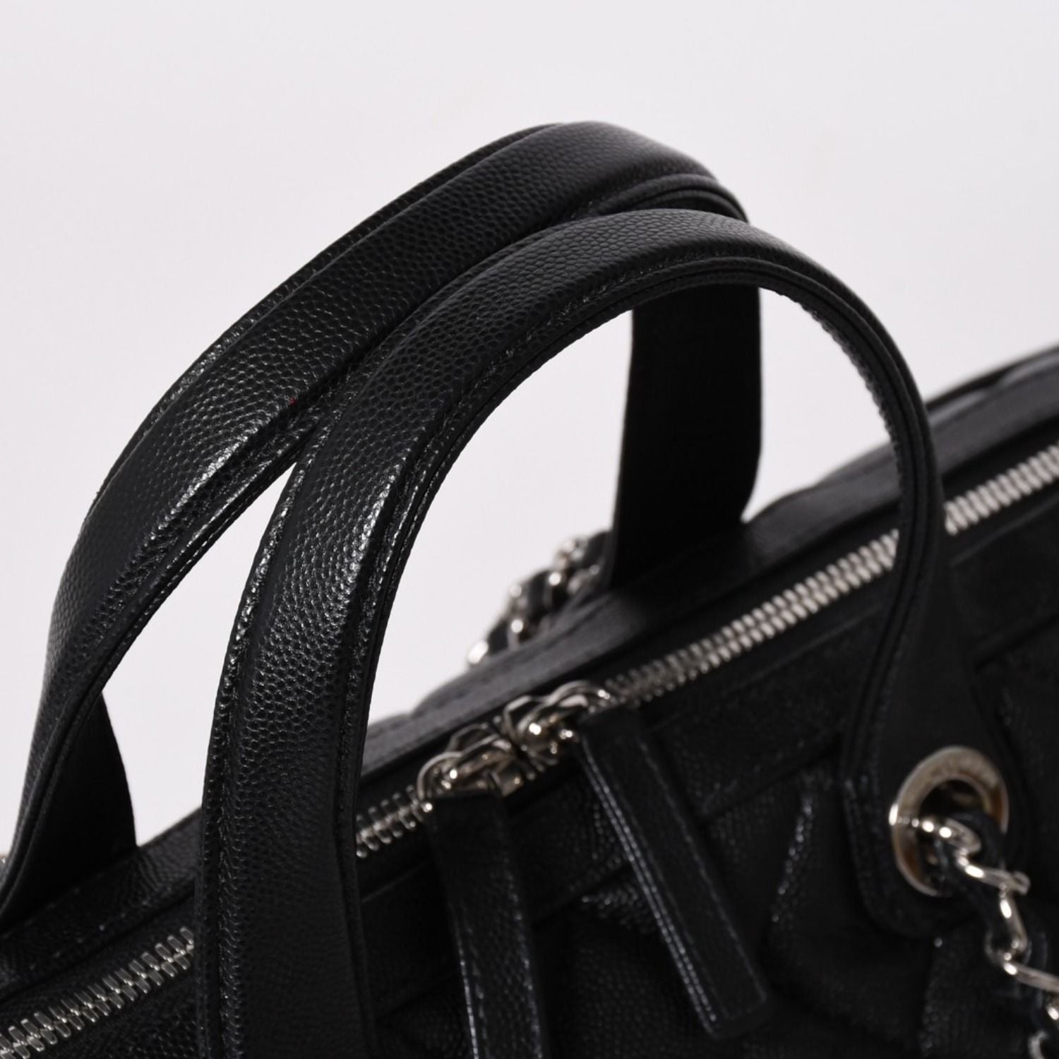 Chanel Chain Bag Base CC Logo Caviar Leather Black Silver — view 7