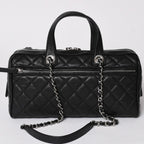 Chanel Chain Bag Base CC Logo Caviar Leather Black Silver — view 3