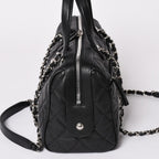Chanel Chain Bag Base CC Logo Caviar Leather Black Silver — view 5