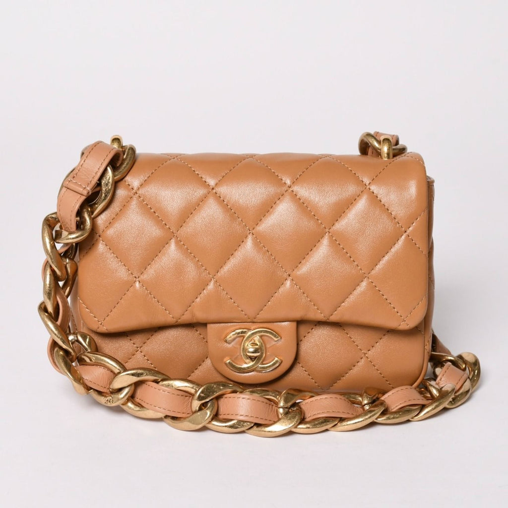 Chanel Quilted 20 Chain Bag Base CC Logo Shiny Lambskin