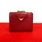 Saint Laurent Vintage YSL Logo Leather Kiss Lock Bifold Wallet