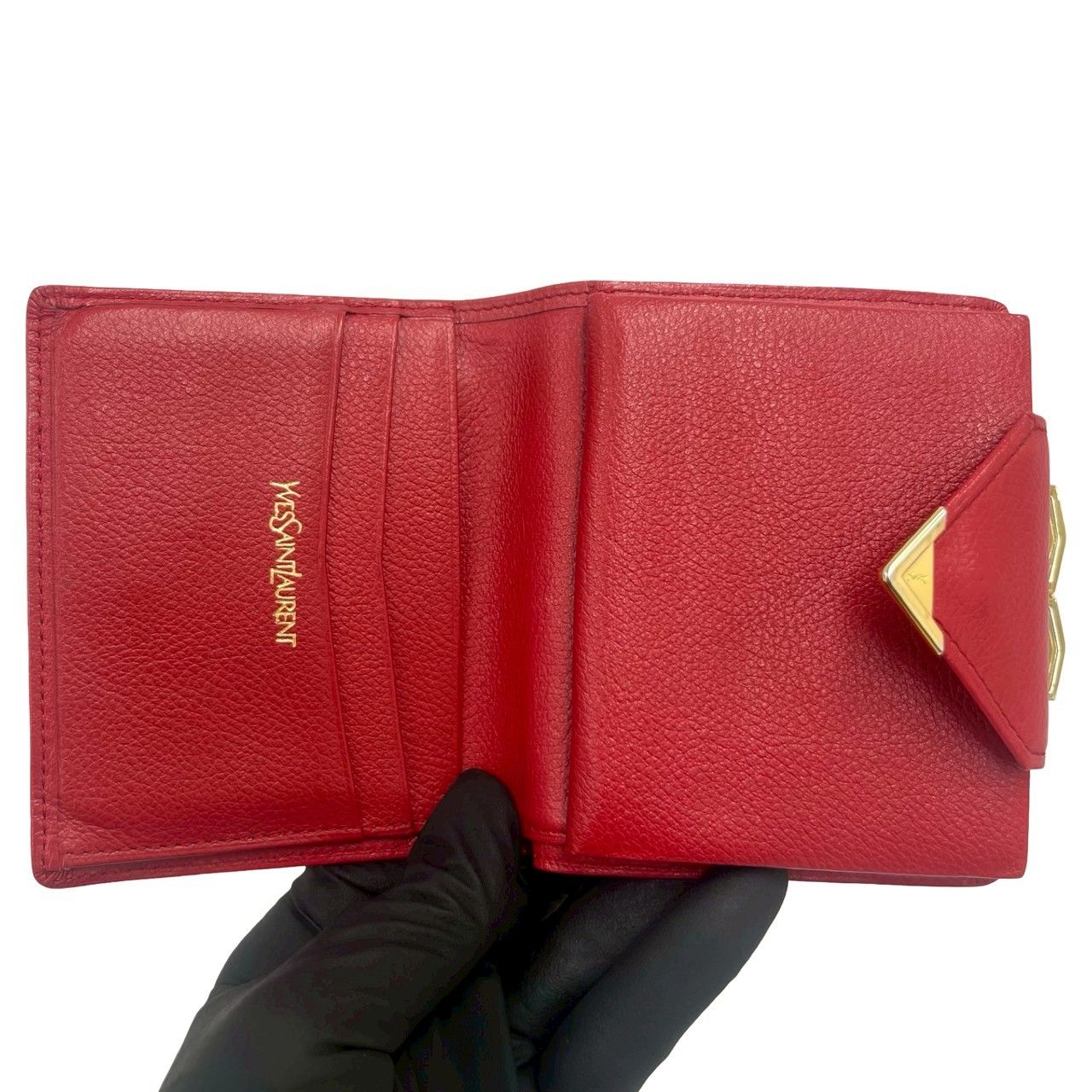 Saint Laurent Vintage YSL Logo Leather Kiss Lock Bifold Wallet — view 7