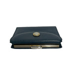 Dior Vintage CD Logo Leather Kiss Lock Bifold Wallet Navy — view 3