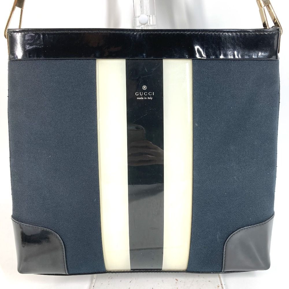 Gucci Shoulder Bag Logo Stripe 001 Canvas Black — view 2