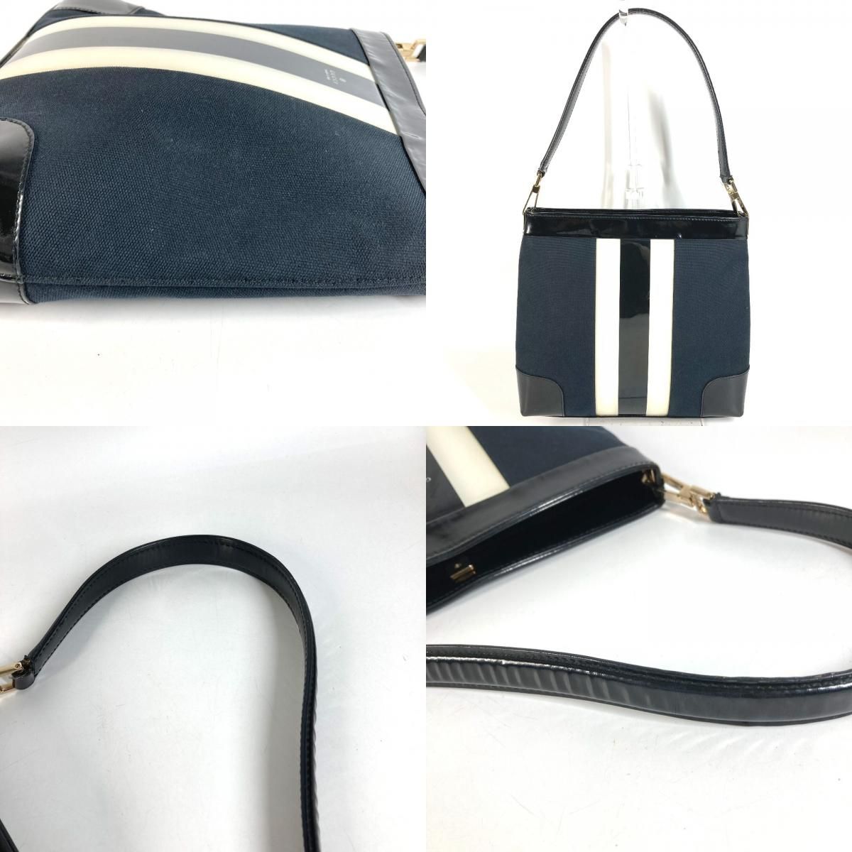 Gucci Shoulder Bag Logo Stripe 001 Canvas Black — view 8
