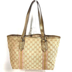 Gucci Shoulder Bag Logo GG Canvas Leather Beige — view 2