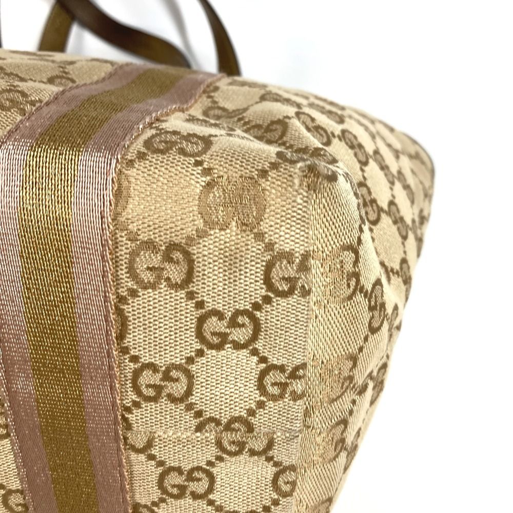 Gucci Shoulder Bag Logo GG Canvas Leather Beige — view 6