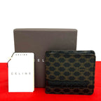 Celine Macadam Blason Pattern Logo Leather Bifold Wallet Brown Black