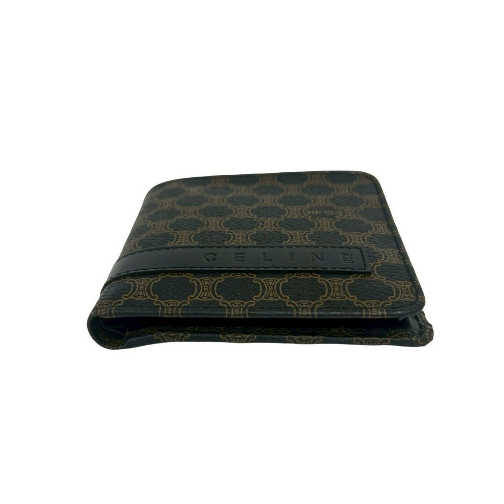 Celine Macadam Blason Pattern Logo Leather Bifold Wallet Brown Black — view 6