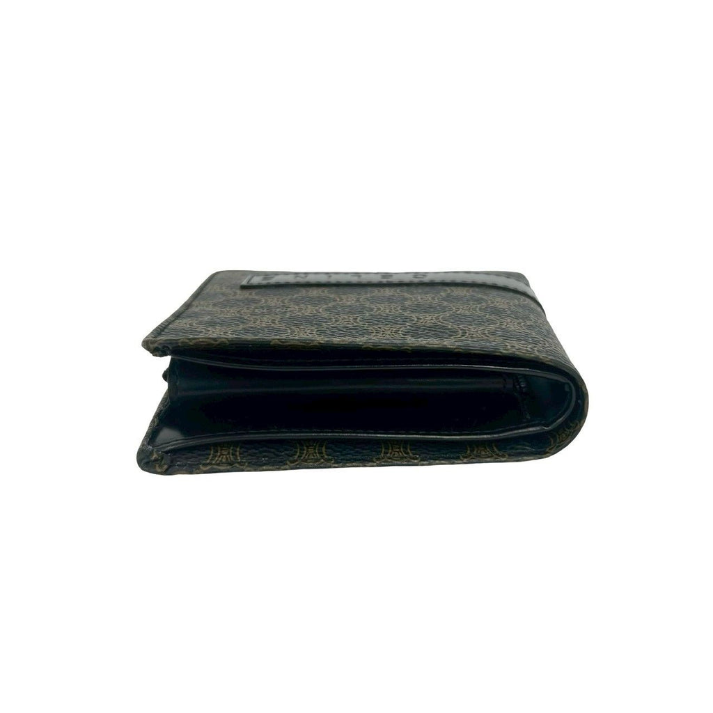 Celine Macadam Blason Pattern Logo Leather Bifold Wallet Brown Black — view 3