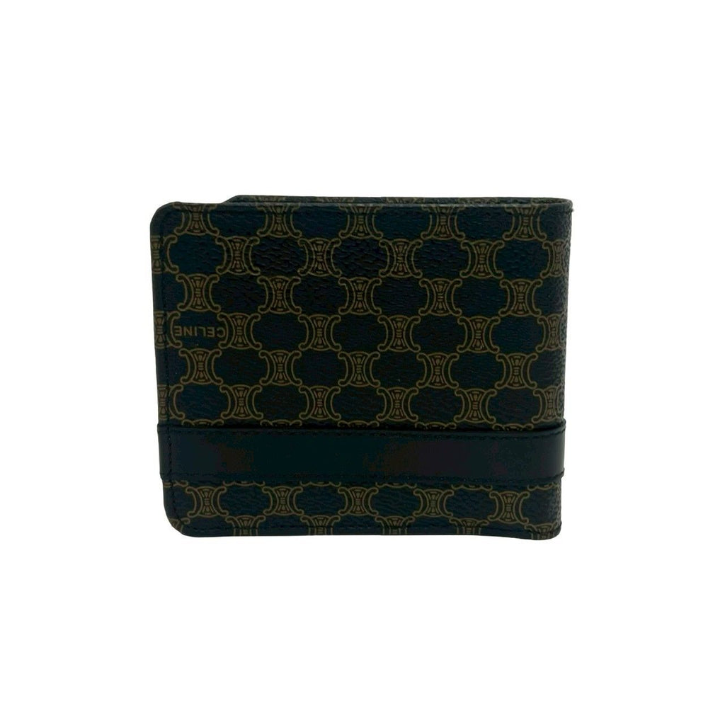 Celine Macadam Blason Pattern Logo Leather Bifold Wallet Brown Black — view 2