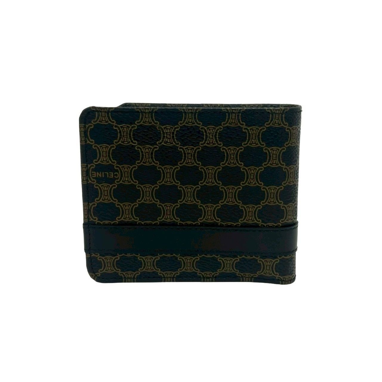 Celine Macadam Blason Pattern Logo Leather Bifold Wallet Brown Black — view 2