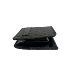 Celine Macadam Blason Pattern Logo Leather Bifold Wallet Brown Black — view 5