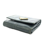 Prada Triangle Plate Logo Soft Looks Wallet Trifold Coin Purse Leather Blue Gray — view 4