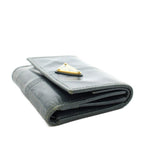 Prada Triangle Plate Logo Soft Looks Wallet Trifold Coin Purse Leather Blue Gray — view 5