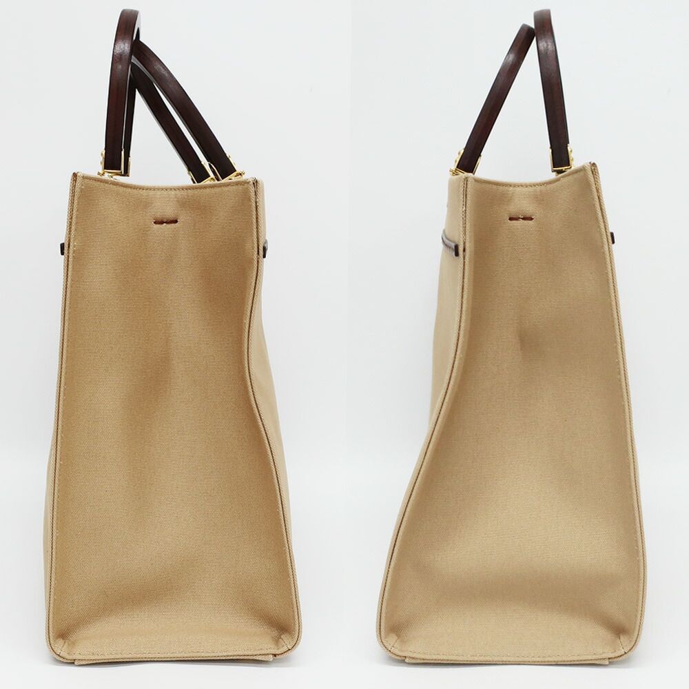 Fendi Heaven Sunshine 2-Way Shoulder Bag Beige Gold Canvas Leather — view 4