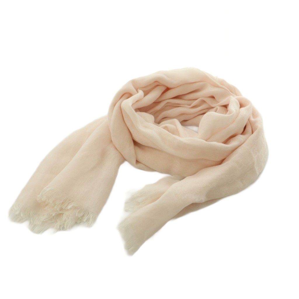 Gucci GG Pattern Cotton Shawl Lightweight 60 190 cm Light Pink Scarf