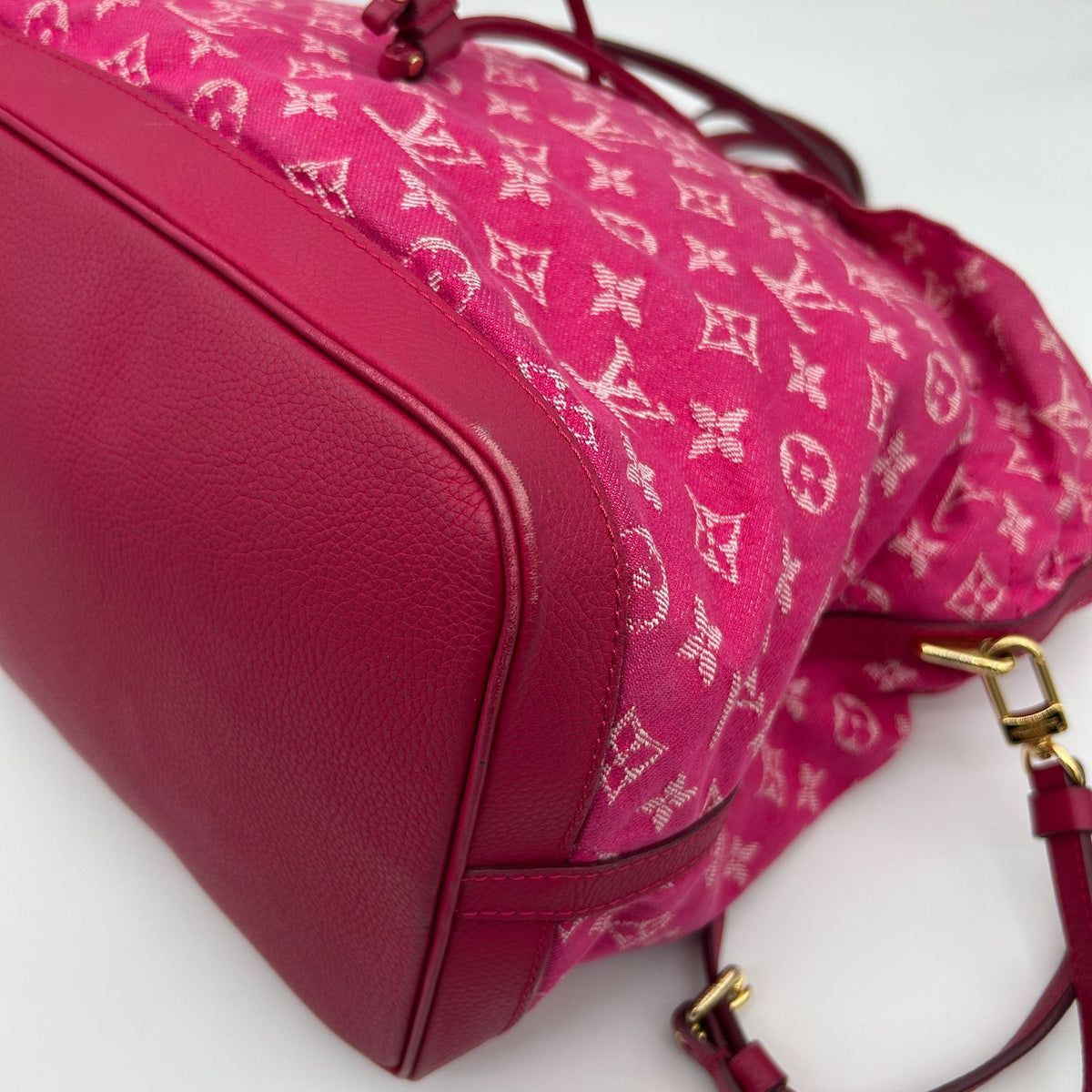 Louis Vuitton Monogram Denim Noefle Handbag Shoulder Rose Indien Pink Tote — view 6